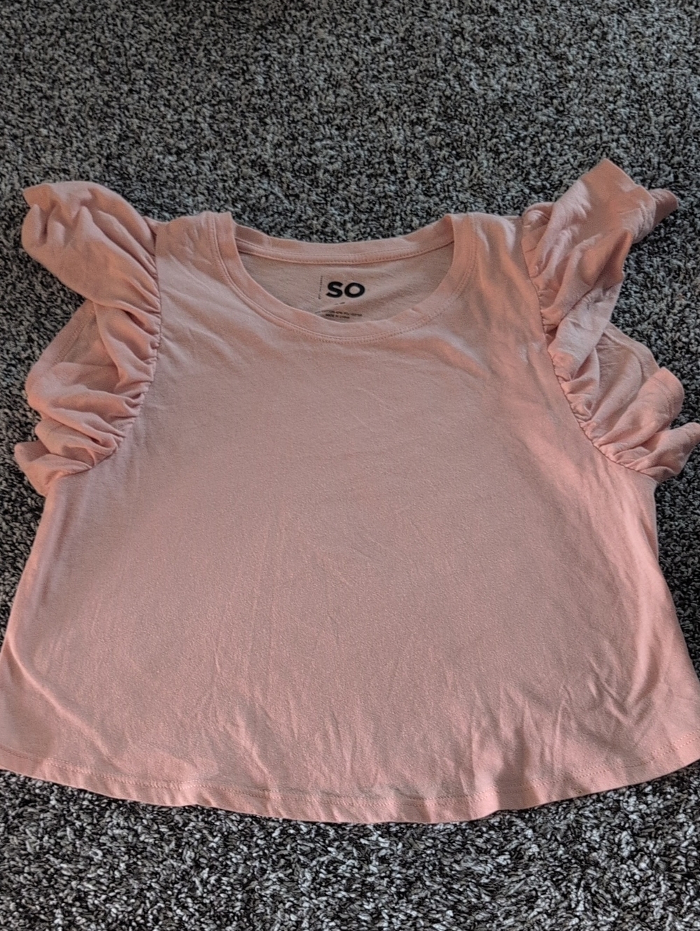 SO Light Pink Ruffle Sleeve Short Sleeve Tee